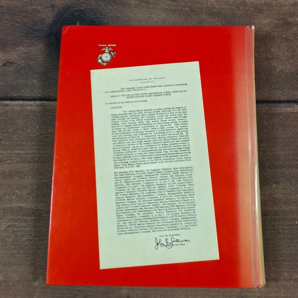 US Marine Corps Iwo Jima Amphibious Epic Book Red Good WWII History Monograph